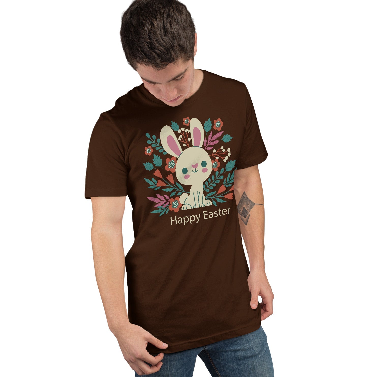 Easter Floral Bunny - Adult Unisex T-Shirt