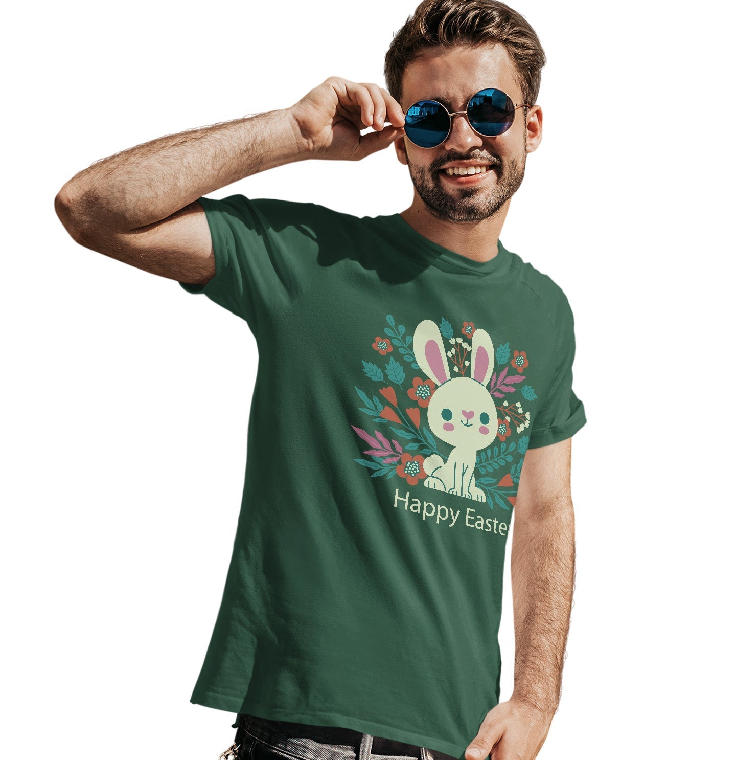 Easter Floral Bunny - Adult Unisex T-Shirt