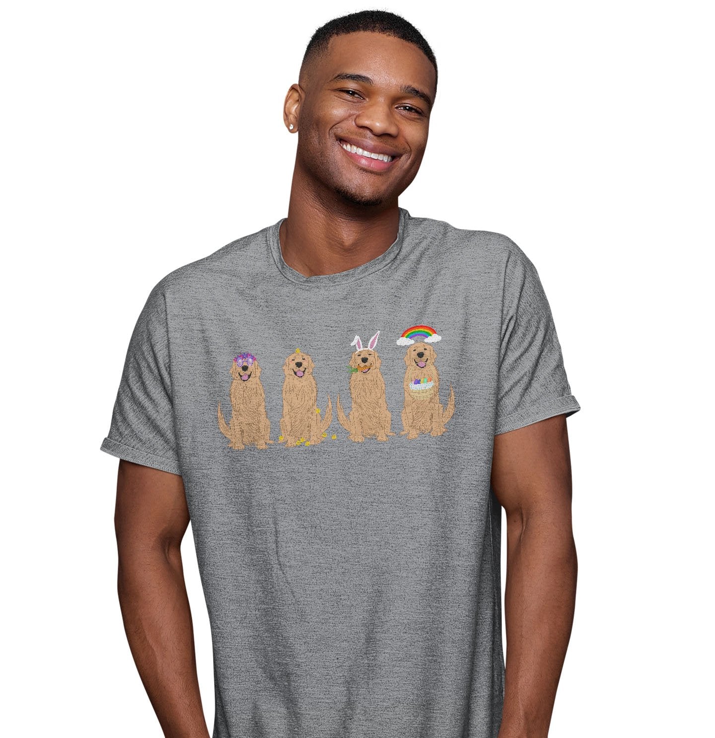 Easter Golden Retriever Line Up - Adult Unisex T-Shirt