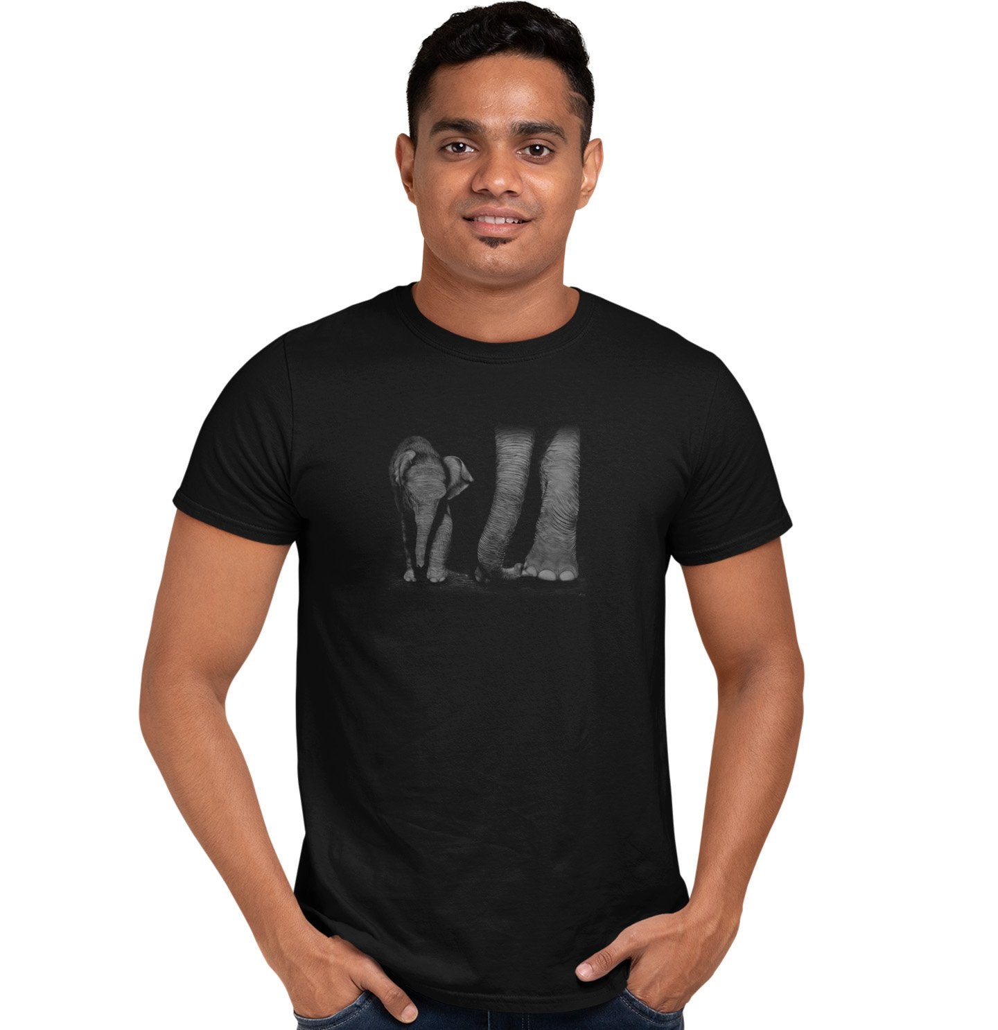 Elephants on Black - Adult Unisex T-Shirt