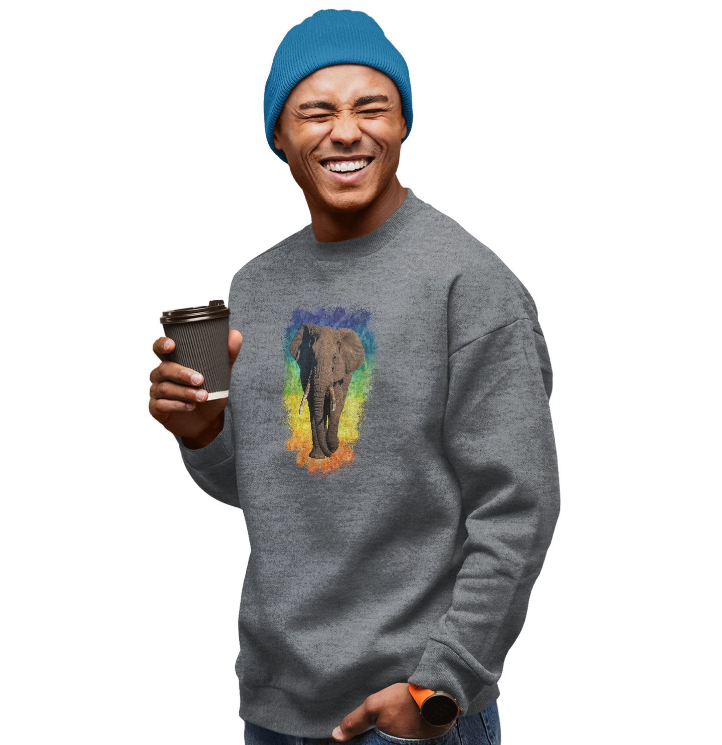 Elephant Rainbow - Adult Unisex Crewneck Sweatshirt