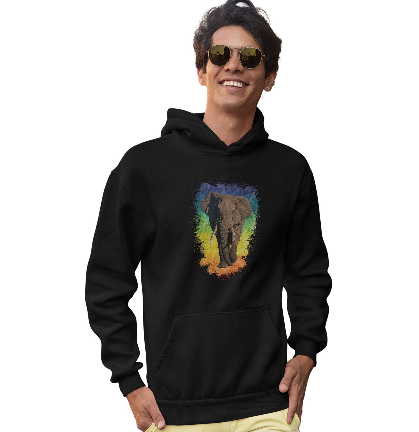 Elephant Rainbow - Adult Unisex Hoodie Sweatshirt