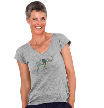 Elephant Mosaic - Women's V-Neck T-Shirt