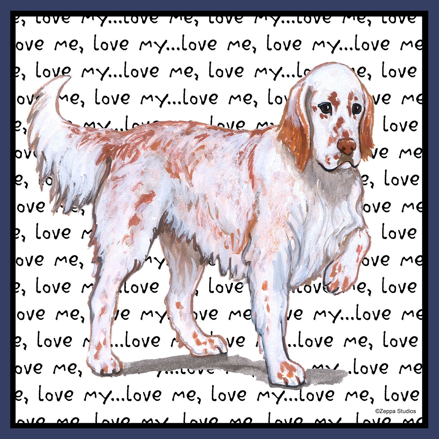English Setter Love Text - Adult Unisex Crewneck Sweatshirt