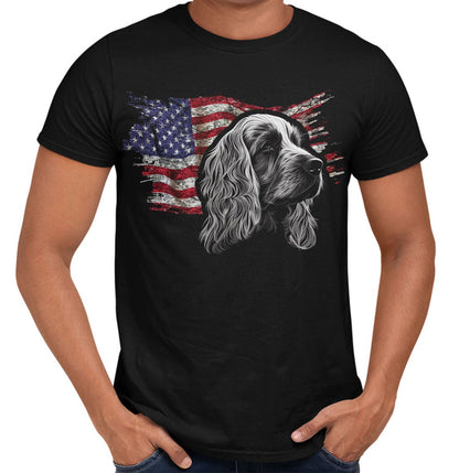 Patriotic English Cocker Spaniel American Flag - Adult Unisex T-Shirt