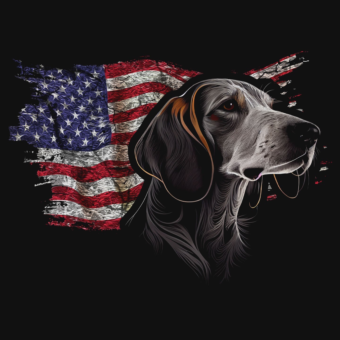 Patriotic English Foxhound American Flag - Women's V-Neck T-Shirt