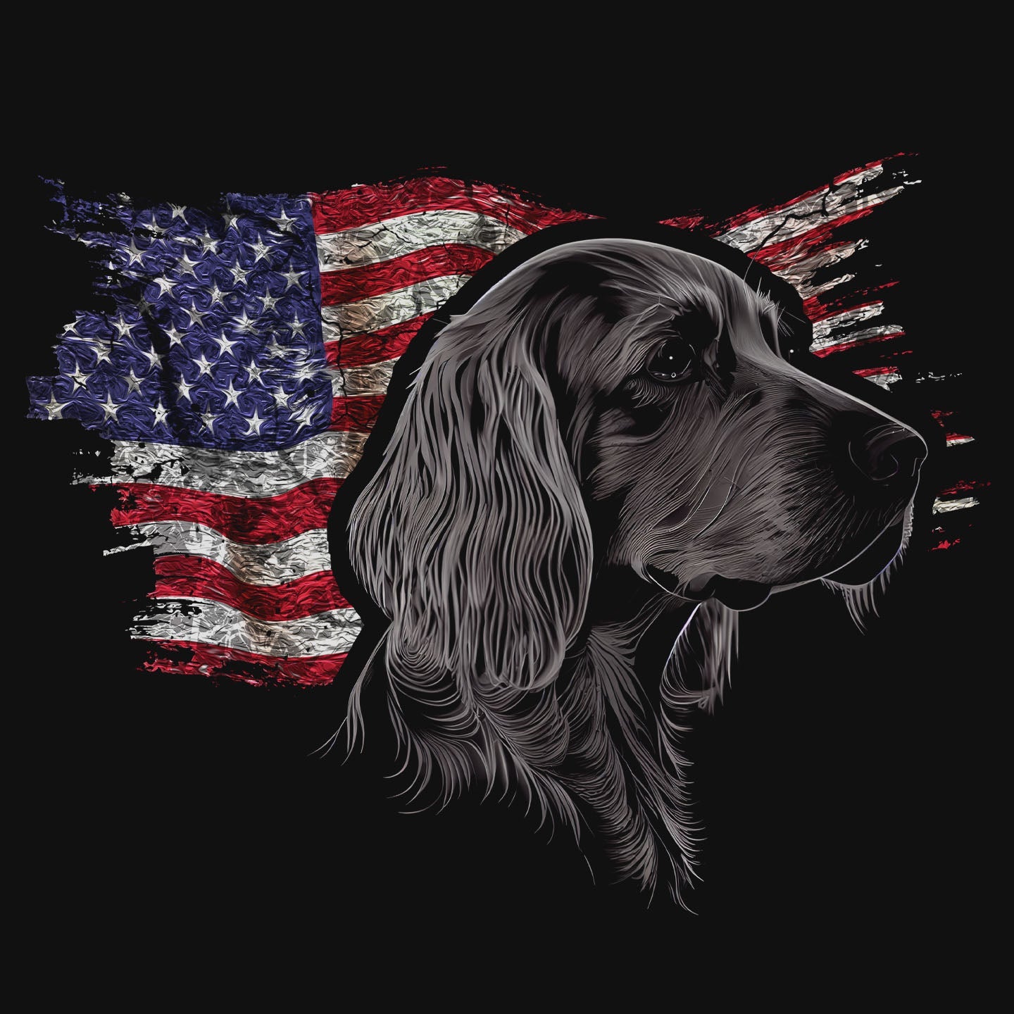 Patriotic English Setter American Flag - Women's V-Neck T-Shirt
