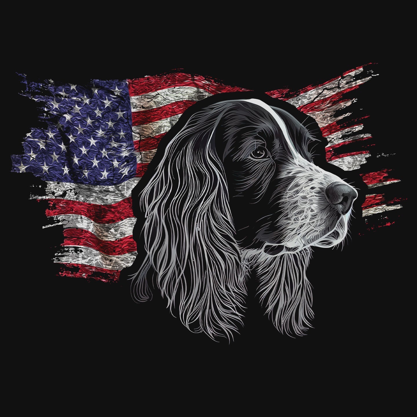 Patriotic English Springer Spaniel American Flag - Women's V-Neck T-Shirt