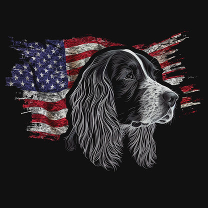 Patriotic English Springer Spaniel American Flag - Women's V-Neck T-Shirt
