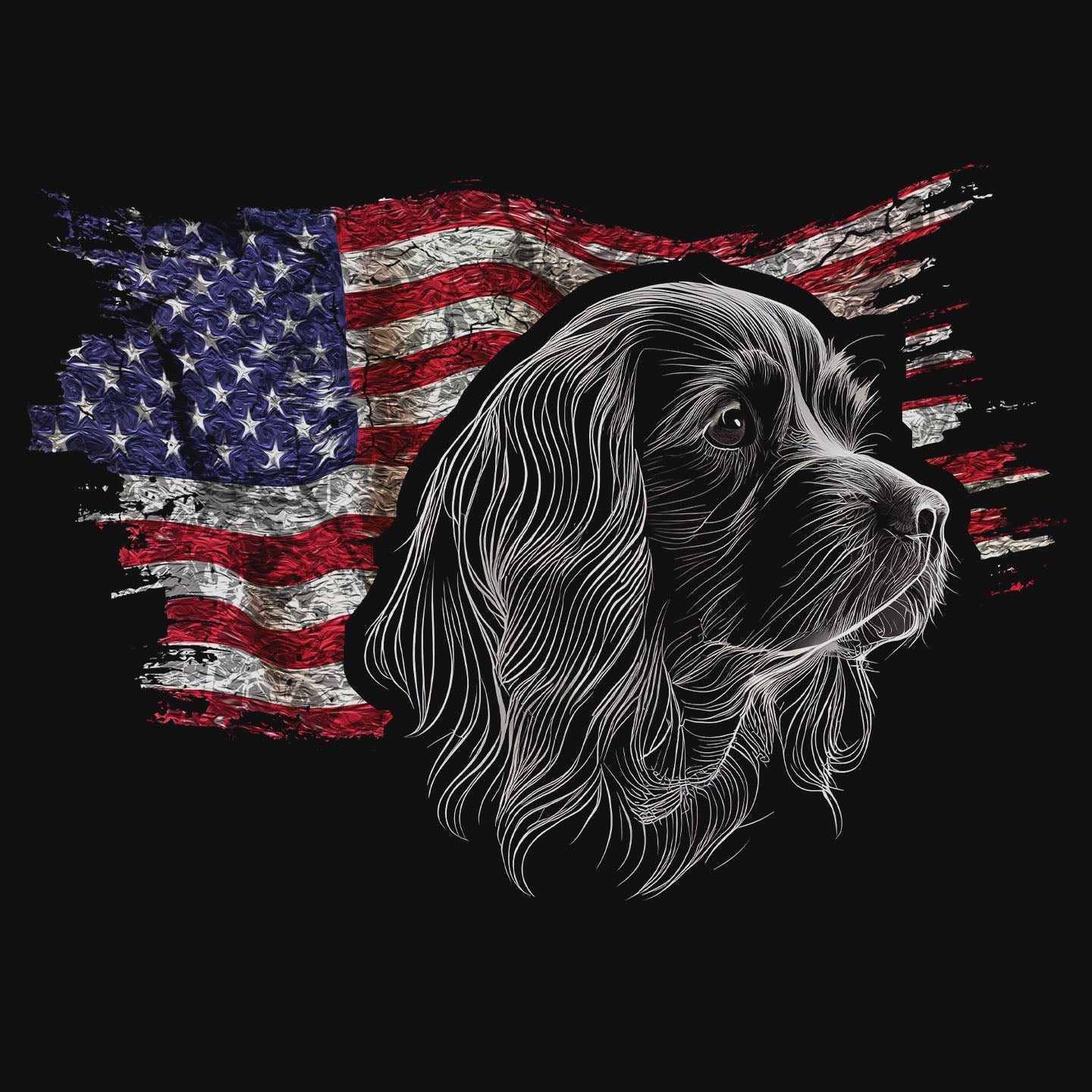 Patriotic English Toy Spaniel American Flag - Women's V-Neck T-Shirt