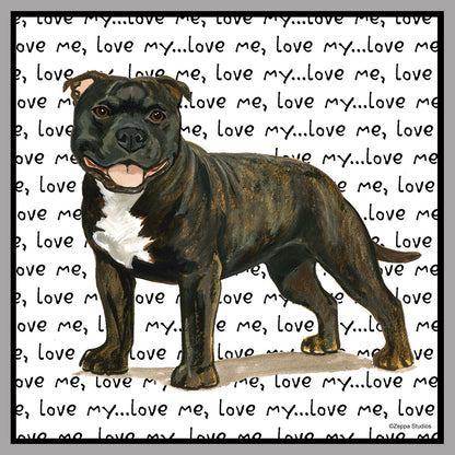 Brindle English Staffy Love Text - Women's V-Neck Long Sleeve T-Shirt