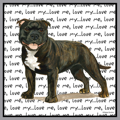 Brindle English Staffy Love Text - Adult Unisex Crewneck Sweatshirt
