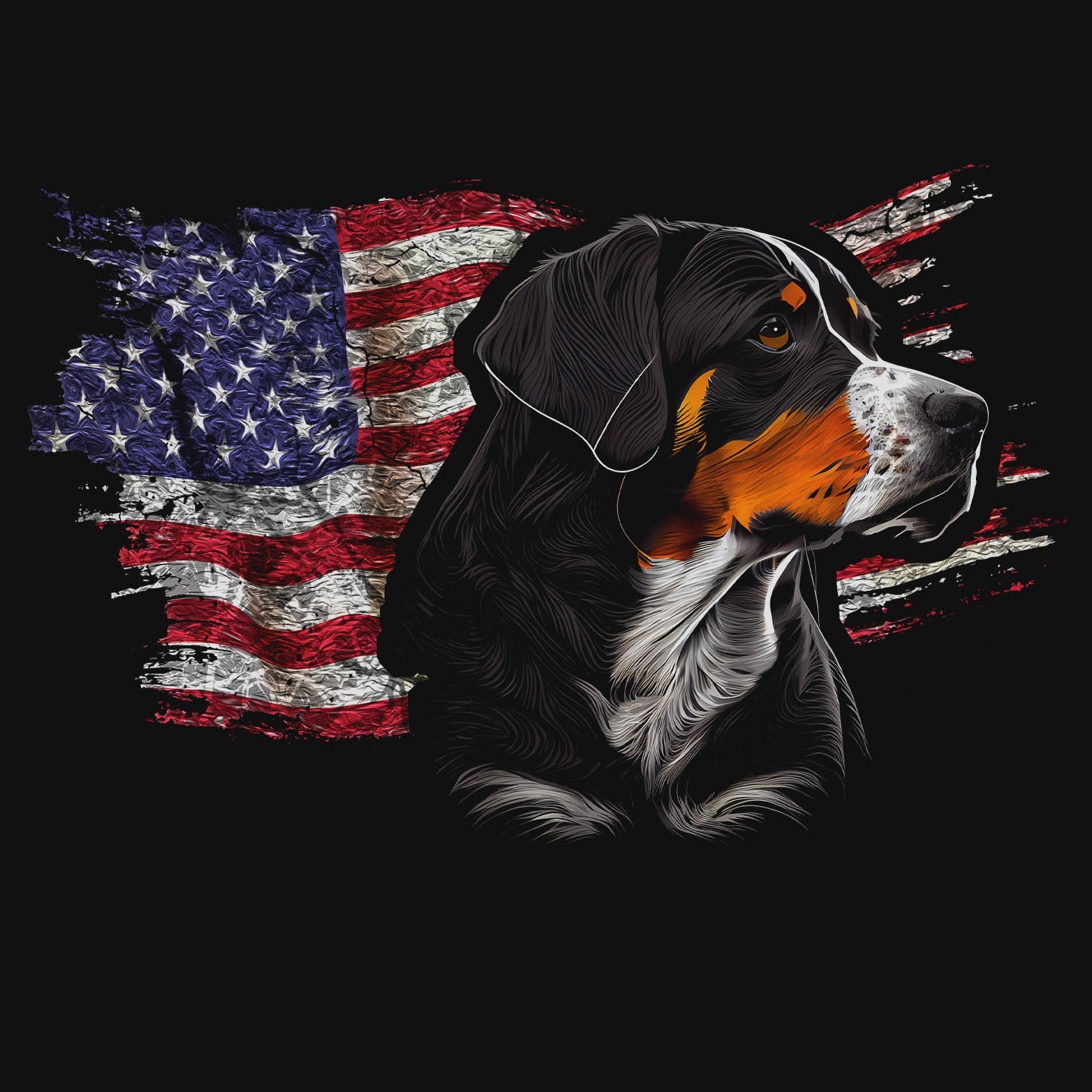 Patriotic Entlebucher Mountain Dog American Flag - Women's V-Neck T-Shirt