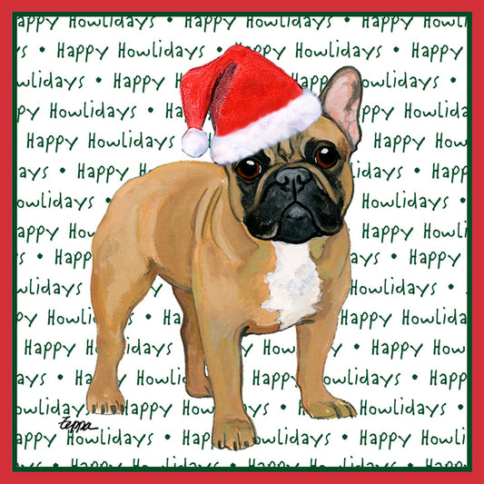 French Bulldog (Fawn) Happy Howlidays Text - Adult Unisex T-Shirt