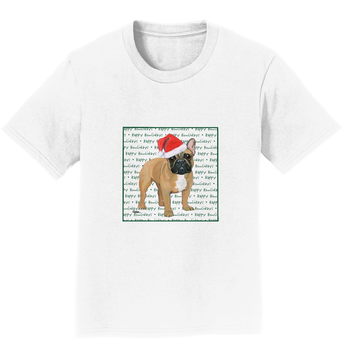 French Bulldog (Fawn) Happy Howlidays Text - Kids' Unisex T-Shirt