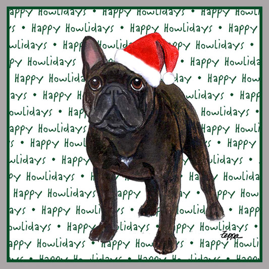 French Bulldog Happy Howlidays Text - Women's V-Neck Long Sleeve T-Shirt