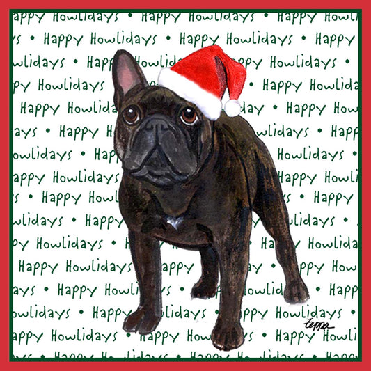 French Bulldog Happy Howlidays Text - Adult Unisex T-Shirt