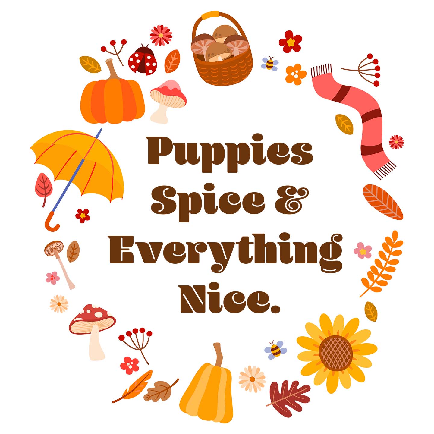 Puppies Spice Everything Nice Fall Wreath - Women's V-Neck T-Shirt
