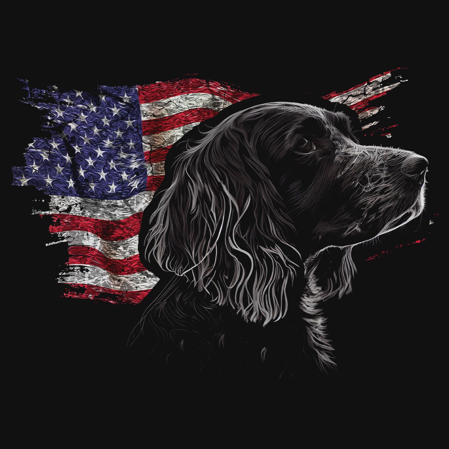 Patriotic Field Spaniel American Flag - Women's V-Neck T-Shirt