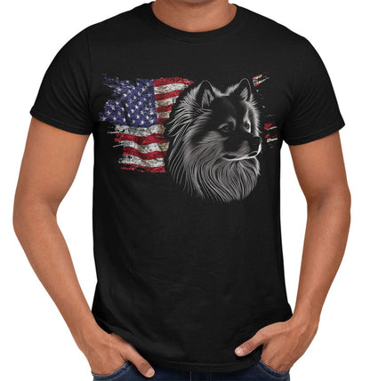 Patriotic Finnish Lapphund American Flag - Adult Unisex T-Shirt