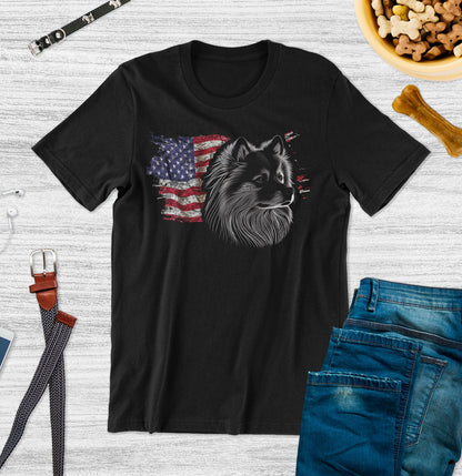 Patriotic Finnish Lapphund American Flag - Adult Unisex T-Shirt