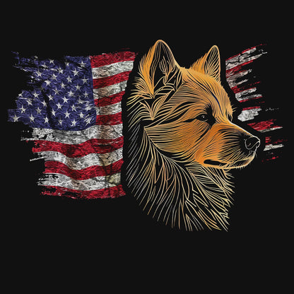 Patriotic Finnish Spitz American Flag - Adult Unisex T-Shirt