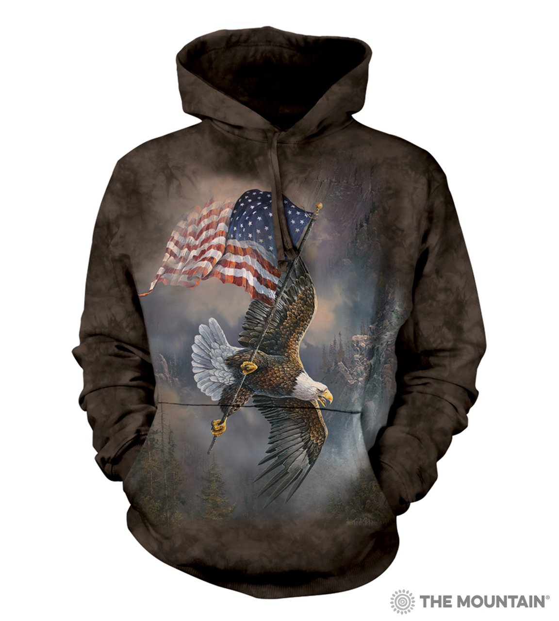 Flag-Bearing Eagle - The Mountain - 3D Hoodie Animal Sweatshirt