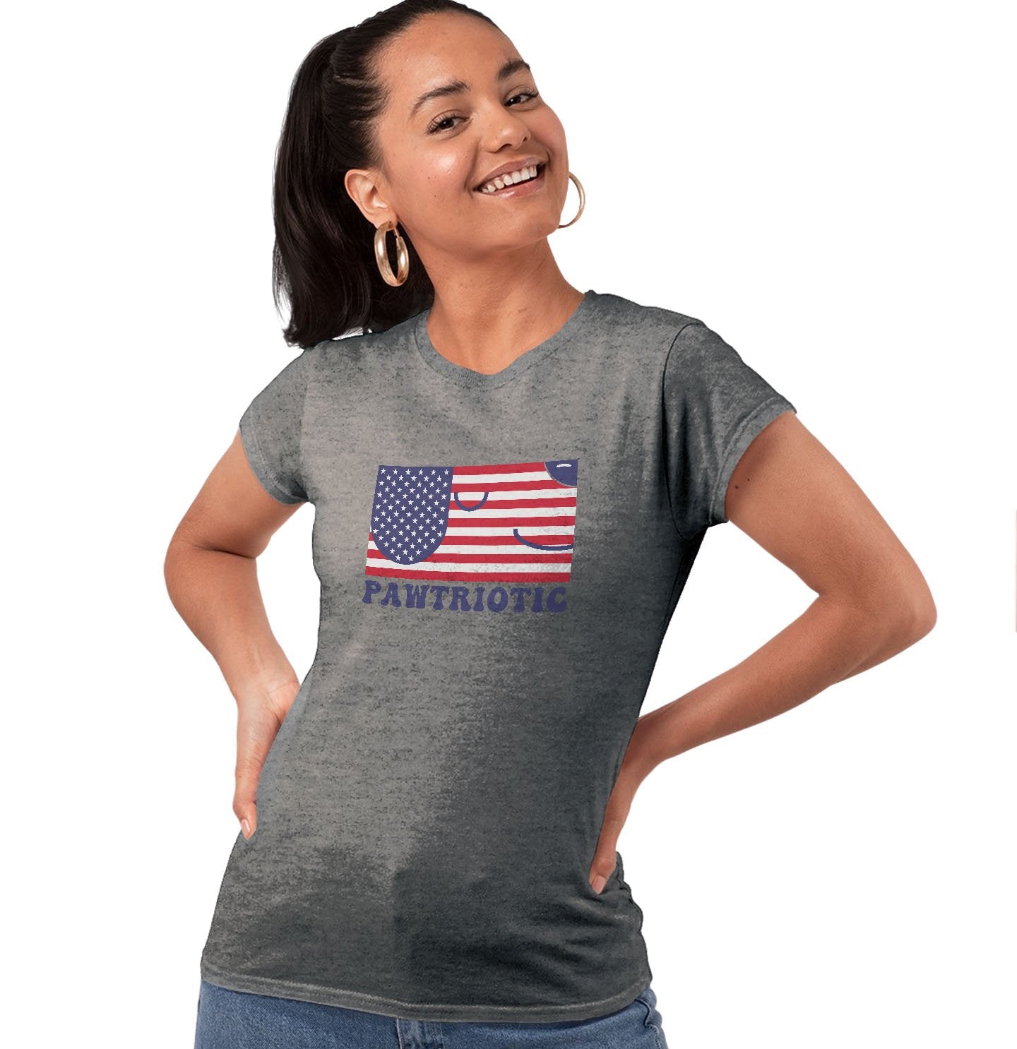 Pawtriotic Flag Dog - Women's Tri-Blend T-Shirt