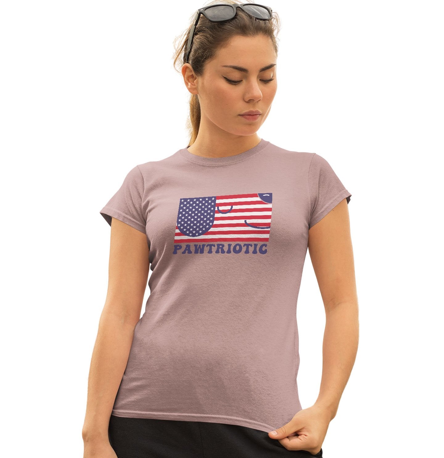 Pawtriotic USA American Flag Dog - Women's Fitted T-Shirt