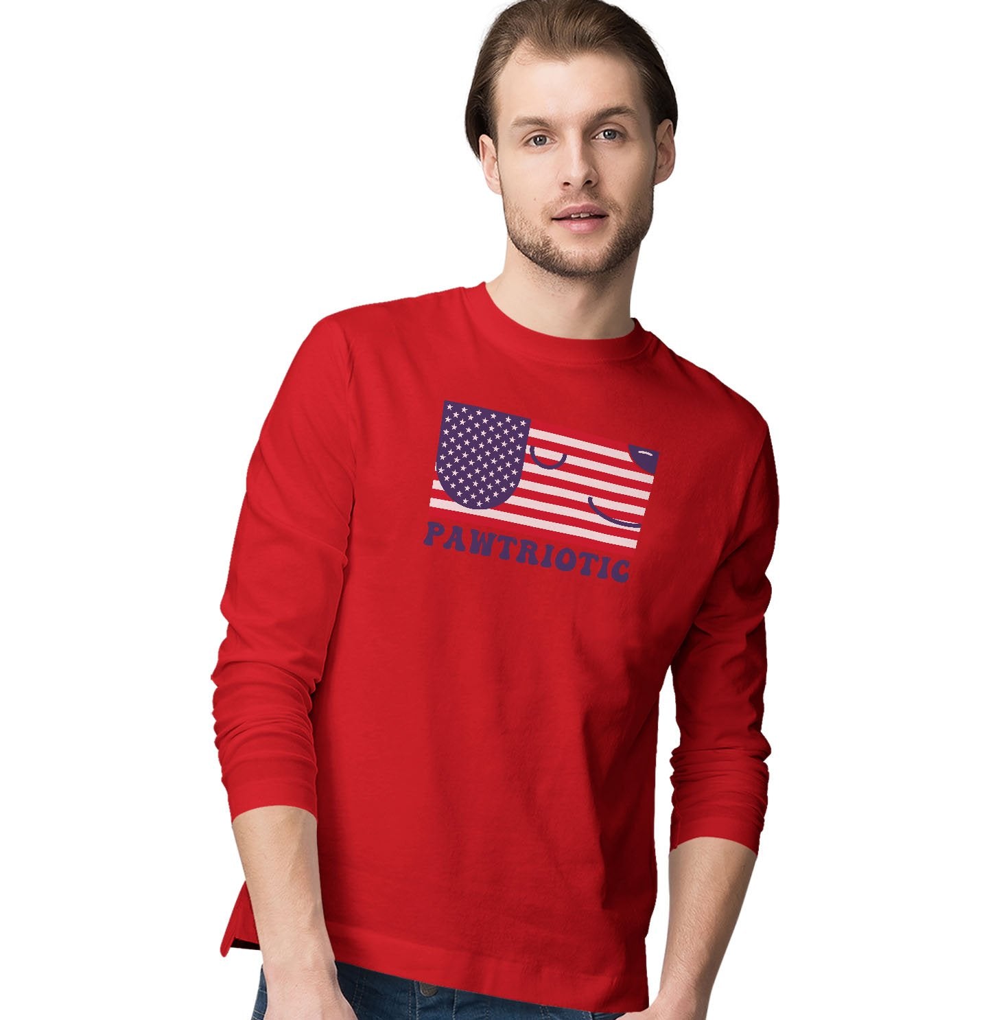 Pawtriotic USA American Flag Dog - Long Sleeve T-Shirt