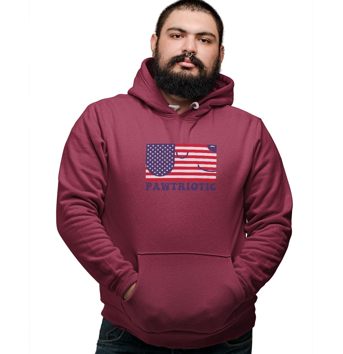 Pawtriotic Flag Dog - Adult Unisex Hoodie Sweatshirt