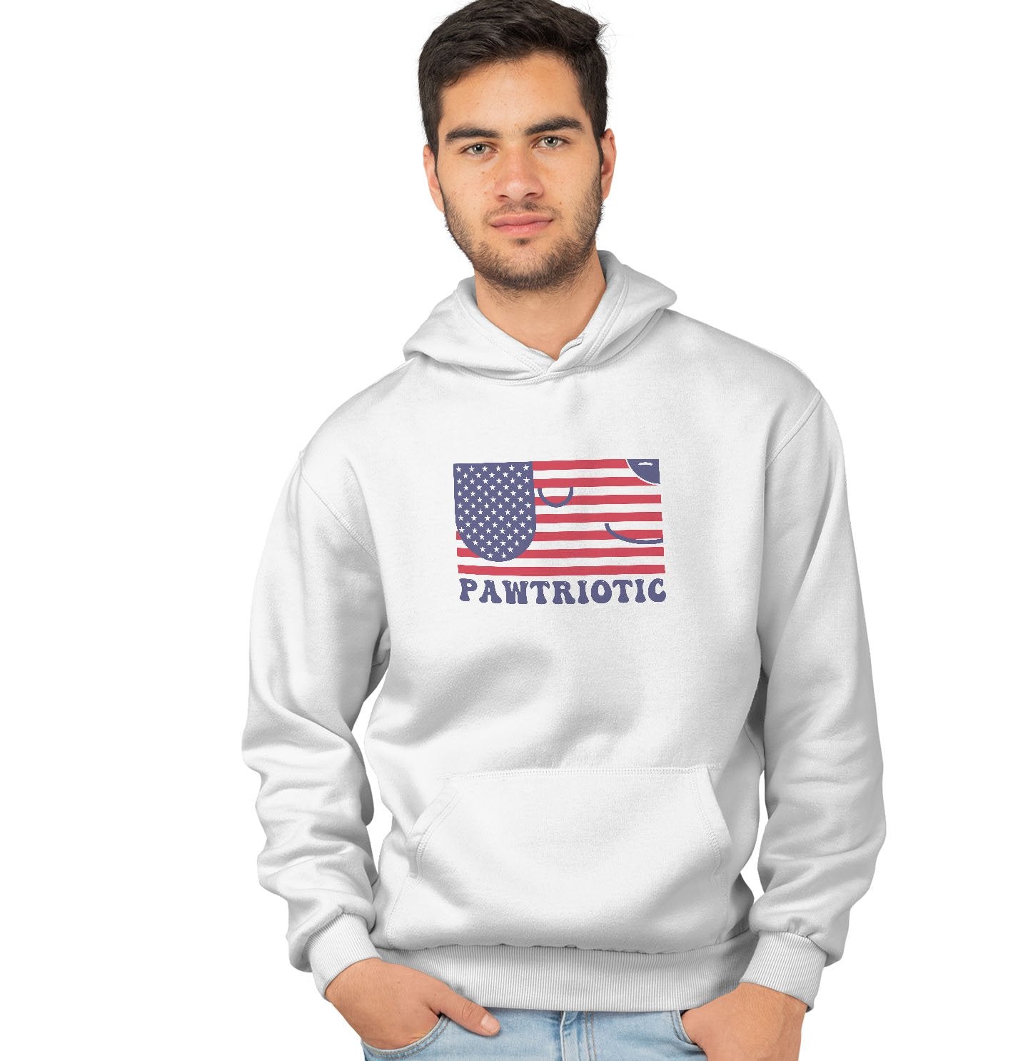 Animal Pride - Pawtriotic Flag Dog - Adult Unisex Hoodie Sweatshirt
