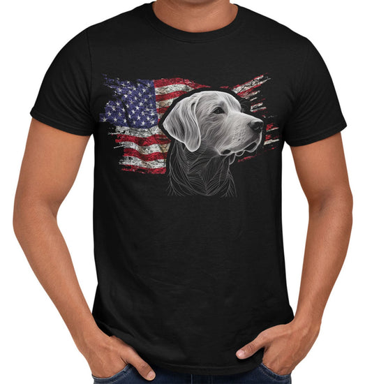 Patriotic Flat-Coated Retriever American Flag - Adult Unisex T-Shirt