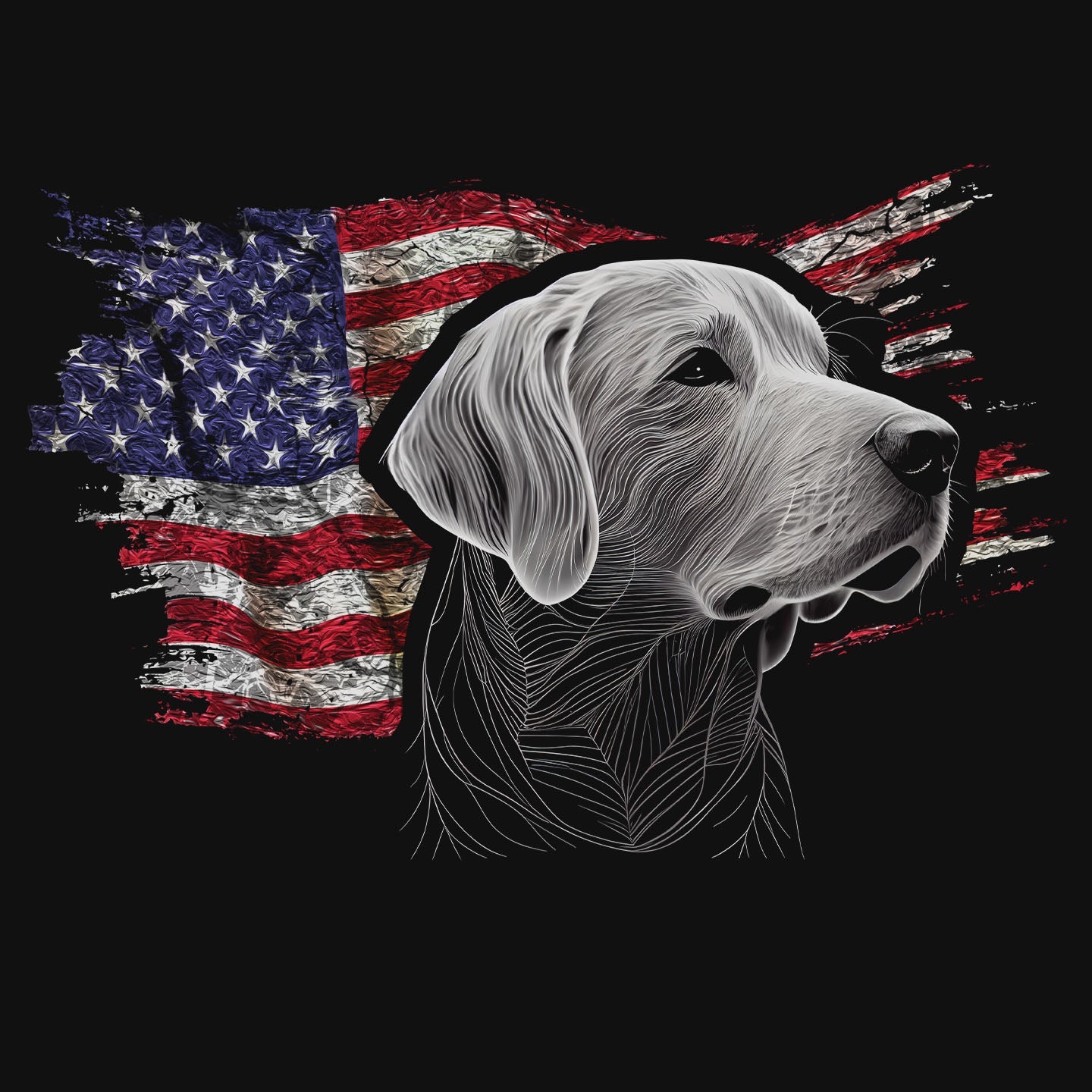 Patriotic Flat-Coated Retriever American Flag - Women's V-Neck T-Shirt