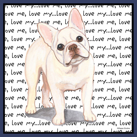 Cream Frenchie Love Text - Adult Unisex Crewneck Sweatshirt