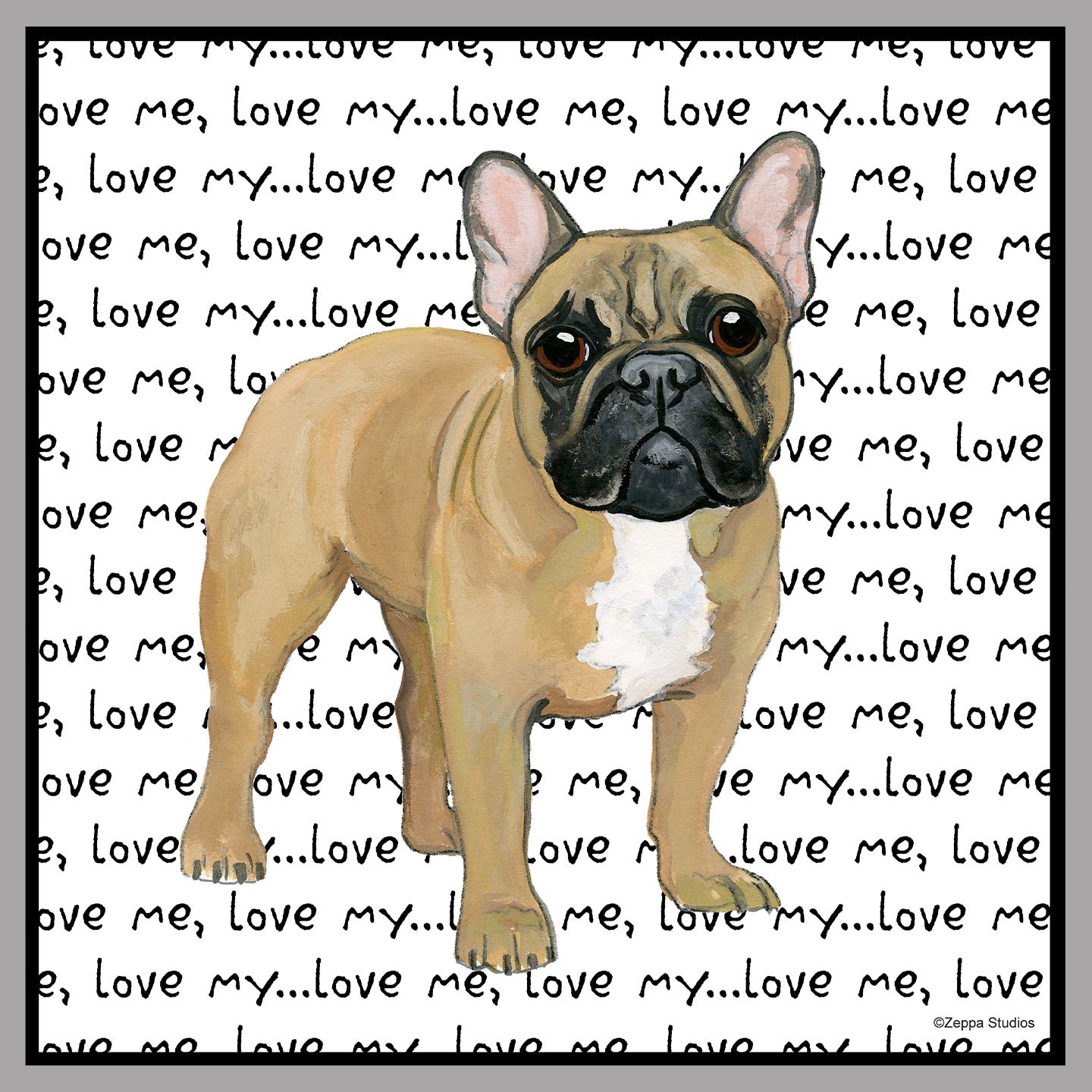 Fawn Frenchie Love Text - Women's V-Neck T-Shirt