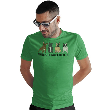 French Bulldogs Lineup - Adult Unisex T-Shirt
