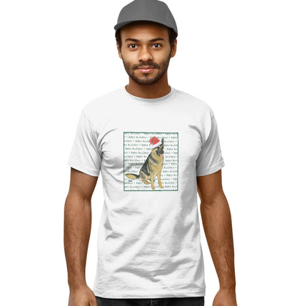 German Shepherd Happy Howlidays Text - Adult Unisex T-Shirt