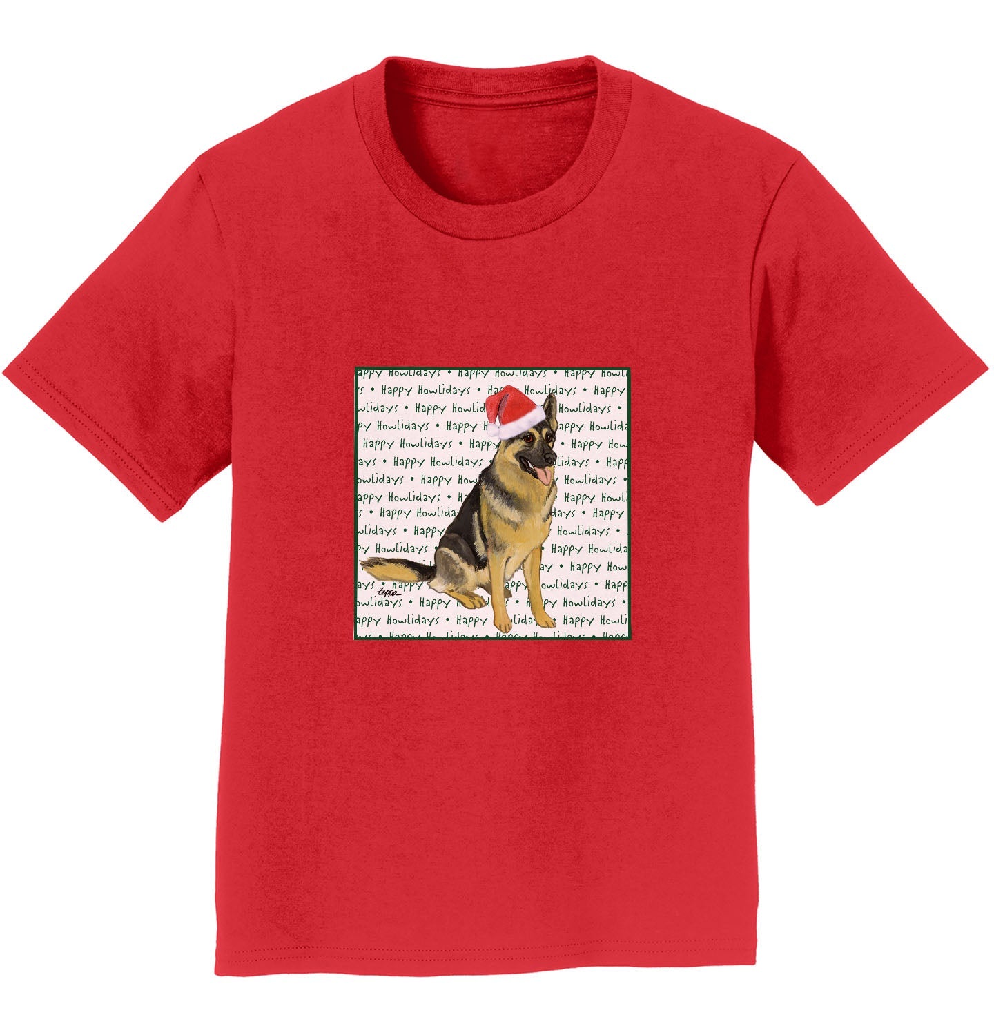 German Shepherd Happy Howlidays Text - Kids' Unisex T-Shirt