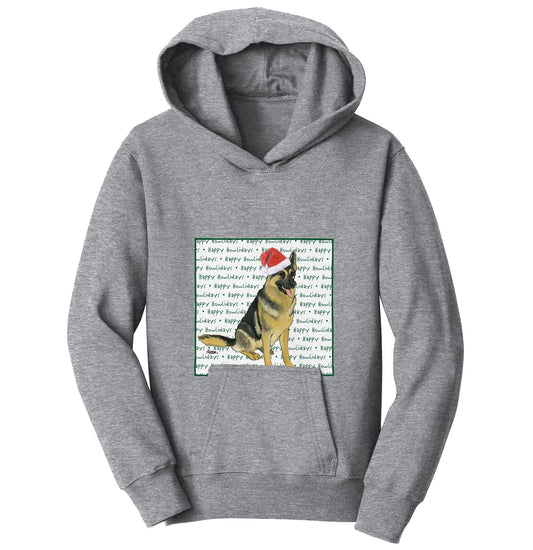 German Shepherd Happy Howlidays Text - Kids' Unisex Hoodie Sweatshirt