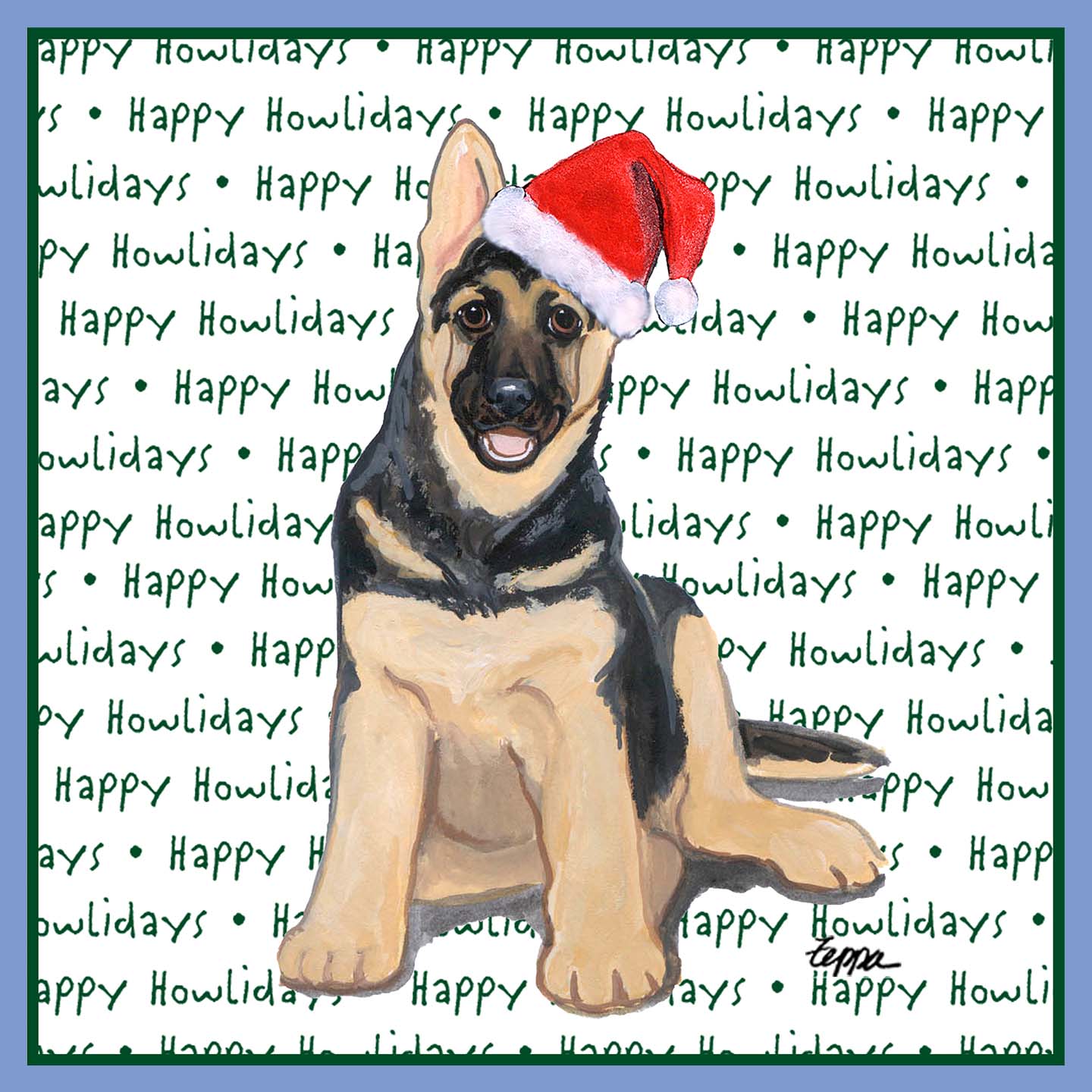 German Shepherd Puppy Happy Howlidays Text - Women's Tri-Blend T-Shirt