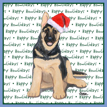 German Shepherd Puppy Happy Howlidays Text - Women's Tri-Blend T-Shirt