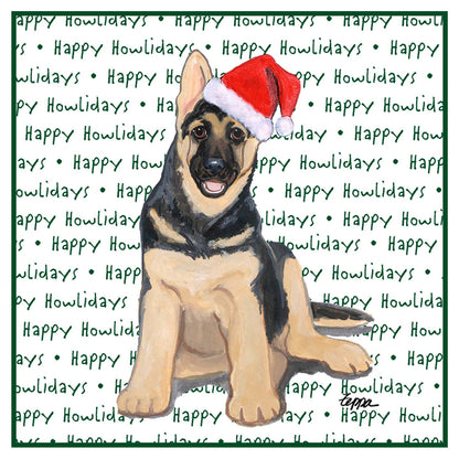 German Shepherd Puppy Happy Howlidays Text - Women's V-Neck T-Shirt