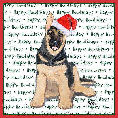 German Shepherd Puppy Happy Howlidays Text - Adult Unisex T-Shirt