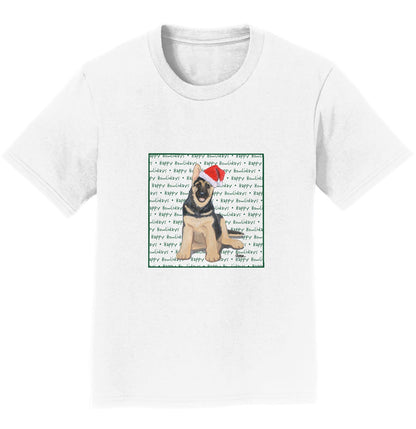 German Shepherd Puppy Happy Howlidays Text - Kids' Unisex T-Shirt