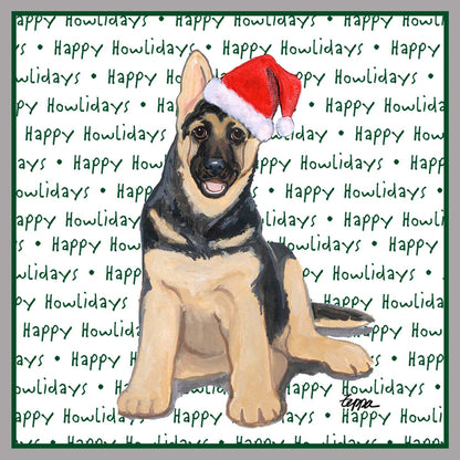 German Shepherd Puppy Happy Howlidays Text - Adult Unisex Crewneck Sweatshirt