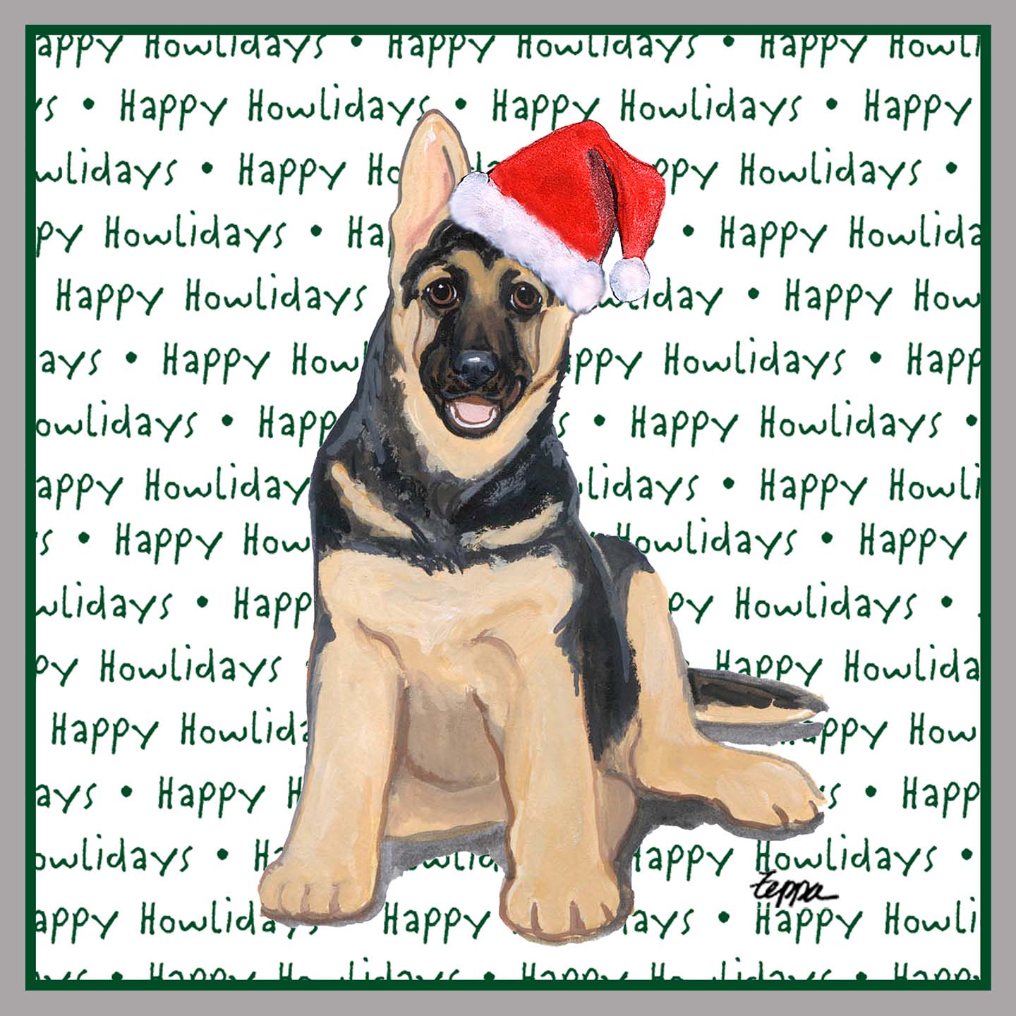 German Shepherd Puppy Happy Howlidays Text - Kids' Unisex Hoodie Sweatshirt