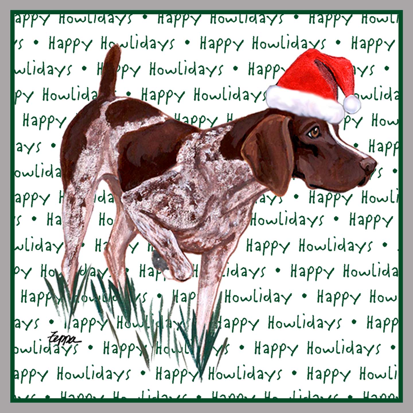 German Shorthaired Pointer Happy Howlidays Text - Women's V-Neck Long Sleeve T-Shirt