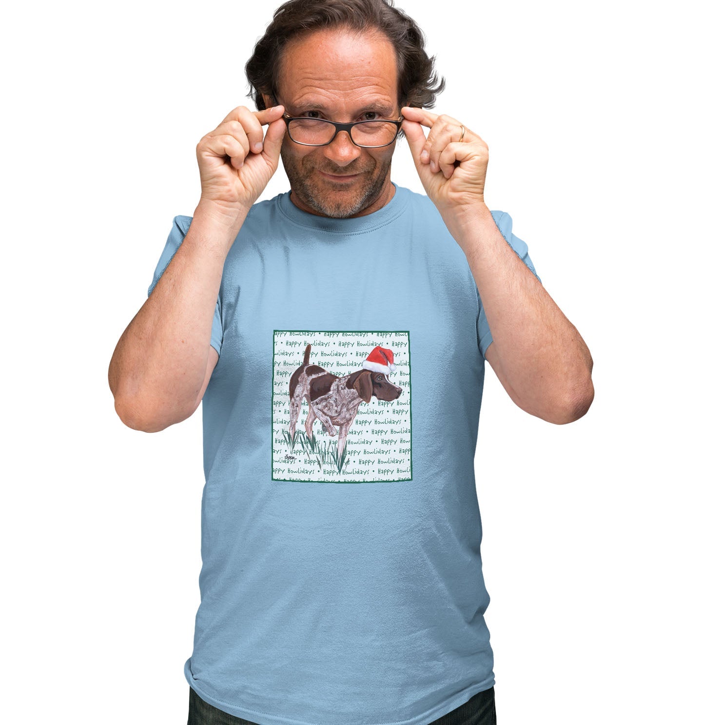 German Shorthaired Pointer Happy Howlidays Text - Adult Unisex T-Shirt
