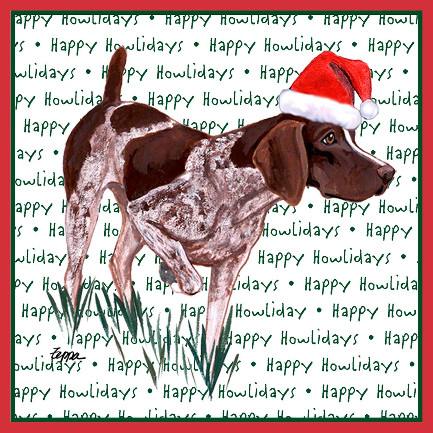 German Shorthaired Pointer Happy Howlidays Text - Adult Unisex T-Shirt